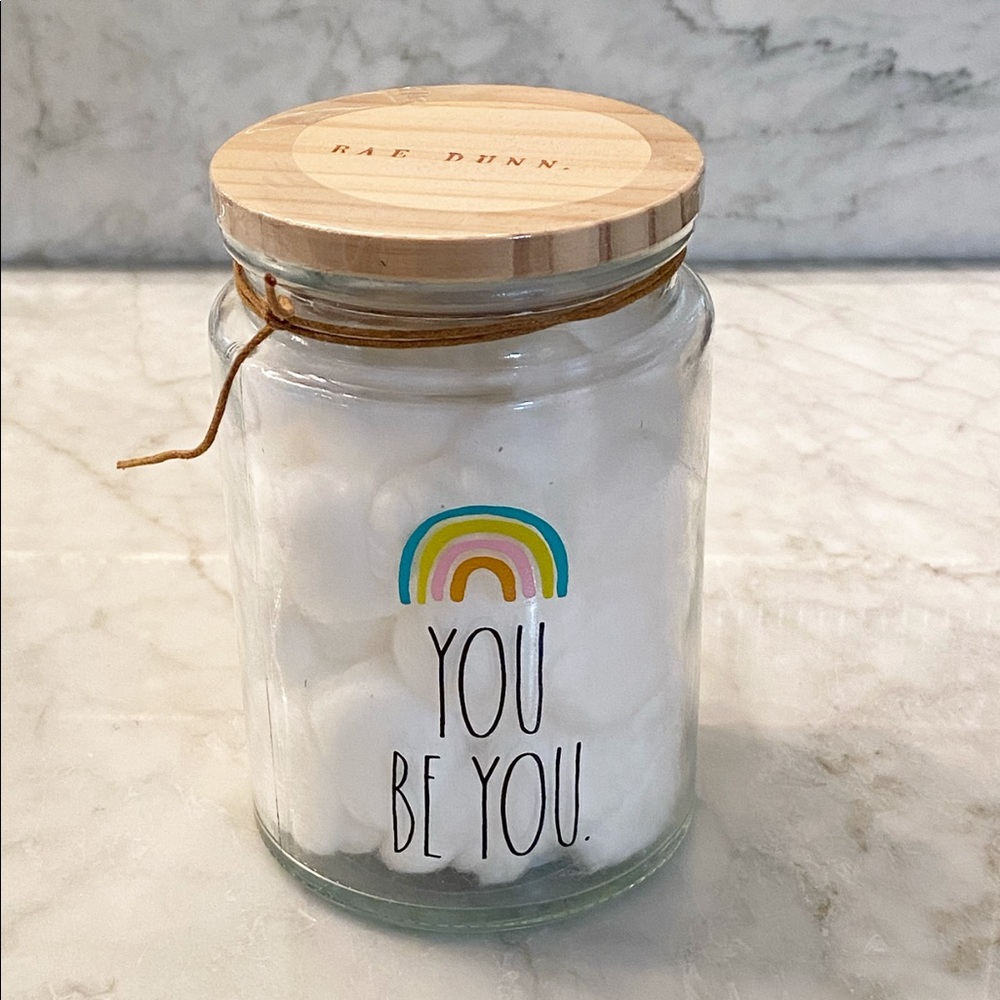 Rae Dunn “ YOU BE YOU. “ Cotton Ball Glass Jar